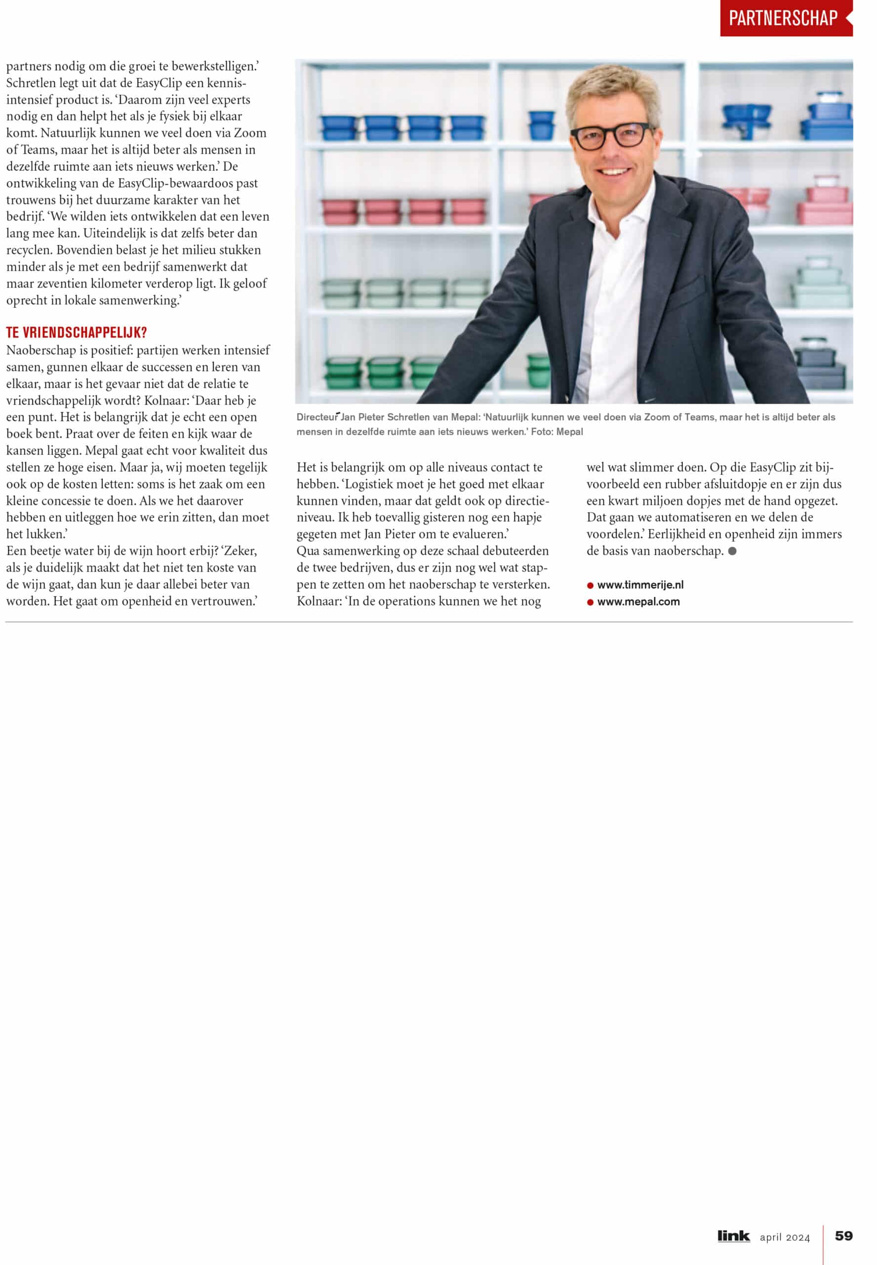 Artikel Timmerije en Mepal over Naoberschap in Link Magazine pag 2